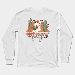 Boot Scootin Spooky Western Halloween Ghost Spooky Season Long Sleeve T-Shirt